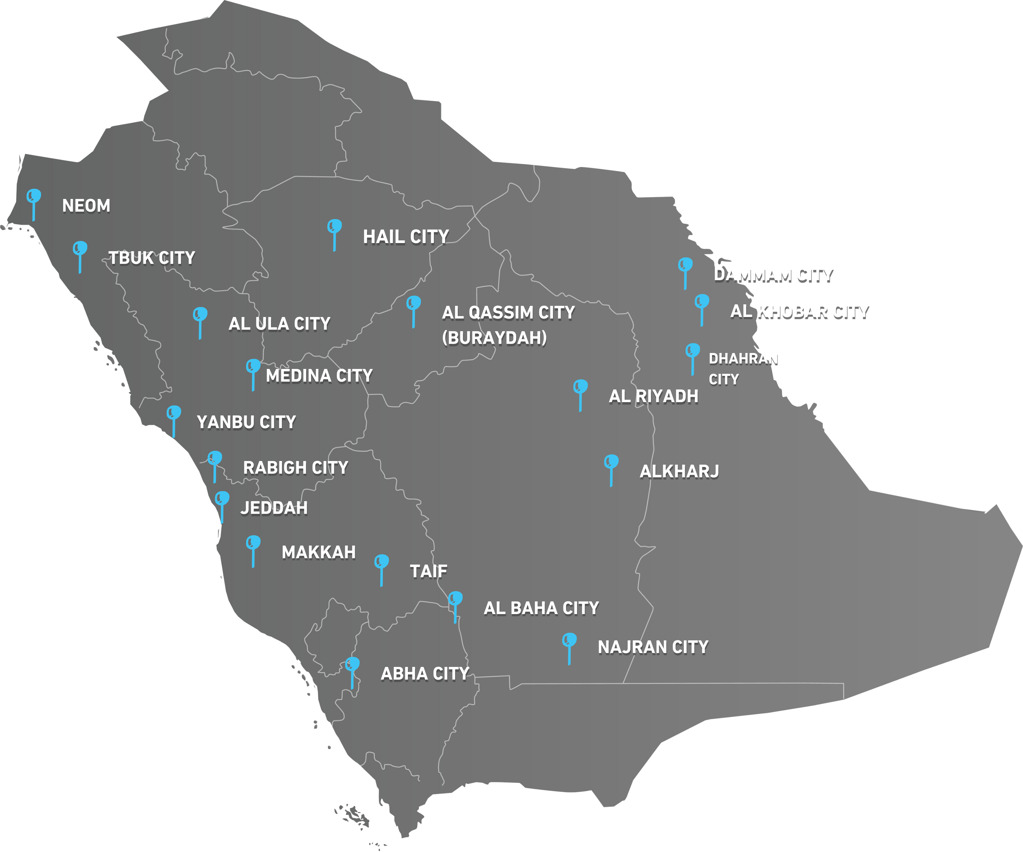 Saudi map collage highlighting Proline operations